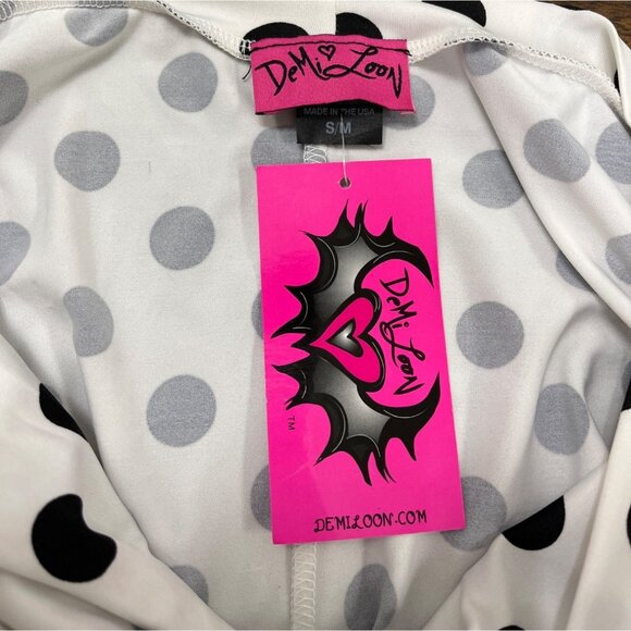 Demi Loon White & Black Polka Dot A Line Silhouette Halter Dress Sz S/M- NEW - Picture 4 of 5